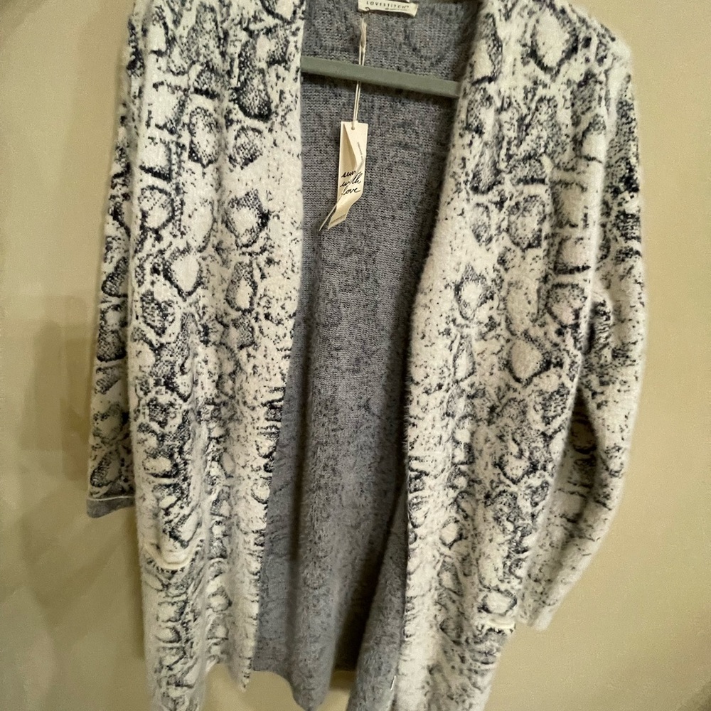 Chico's Black and White Open Cardigan